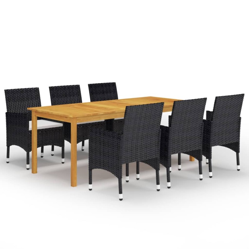 vidaXL Juego de comedor de jardín de 7 piezas negro vidaXL Juego de comedor de jardín de 7 piezas negro