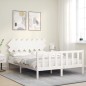 vidaXL Estructura de cama con cabecero madera maciza blanco 140x190 cm vidaXL Estructura de cama con cabecero madera maciza blanco 140x190 cm