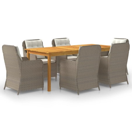 vidaXL Juego de comedor para jardín 7 piezas marrón