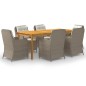vidaXL Juego de comedor para jardín 7 piezas marrón