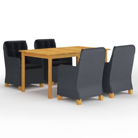 vidaXL Juego de comedor para jardín de 5 piezas gris oscuro