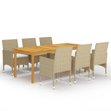 vidaXL Juego de comedor de jardín de 7 piezas beige