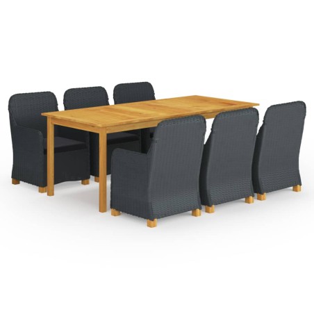 vidaXL Juego de comedor para jardín de 7 piezas gris oscuro