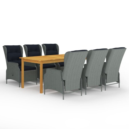 vidaXL Juego de comedor para jardín de 7 piezas gris claro