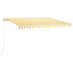 vidaXL Toldo retráctil manual amarillo y blanco 450x300 cm