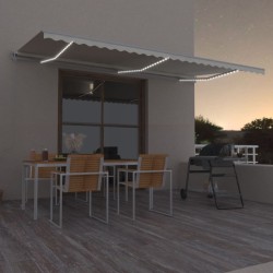 vidaXL Toldo automático con LED sensor de viento crema 600x300 cm