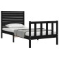 vidaXL Estructura de cama con cabecero madera maciza negro