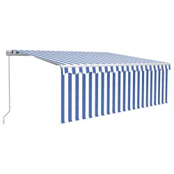 vidaXL Toldo automático retráctil con persiana azul y blanco 4,5x3 m