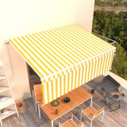 vidaXL Toldo retráctil manual con persiana amarillo y blanco 4x3 m