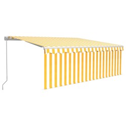 vidaXL Toldo retráctil manual con persiana amarillo y blanco 4x3 m