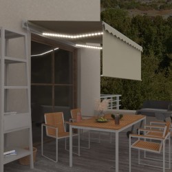 vidaXL Toldo automático con persiana LED sensor de viento crema 3x2,5m  