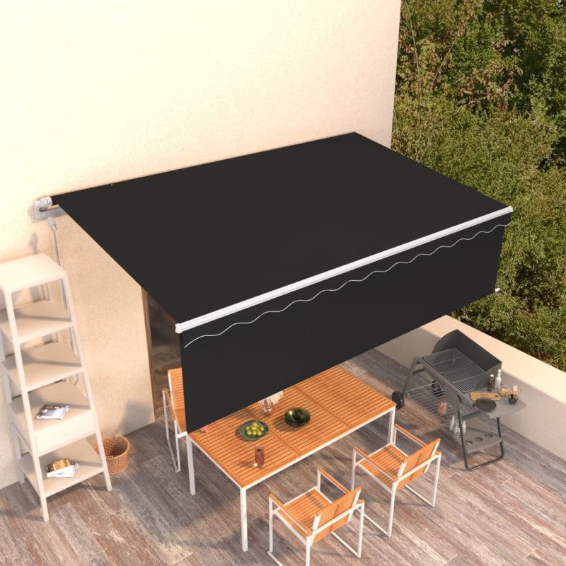 vidaXL Toldo retráctil manual con persiana gris antracita 5x3 m vidaXL Toldo retráctil manual con persiana gris antracita 5x3 m