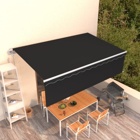vidaXL Toldo retráctil manual con persiana gris antracita 5x3 m