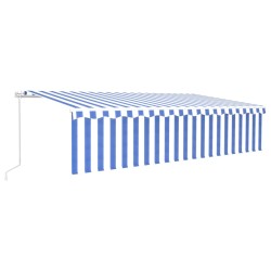 vidaXL Toldo retráctil manual con persiana azul y blanco 6x3 m