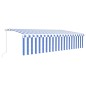 vidaXL Toldo retráctil manual con persiana azul y blanco 6x3 m vidaXL Toldo retráctil manual con persiana azul y blanco 6x3 m