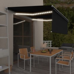 vidaXL Toldo automático persiana LED y sensor viento antracita 4x3 m 