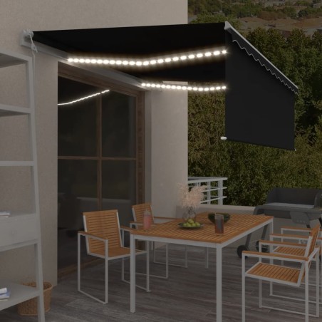 vidaXL Toldo automático persiana LED y sensor viento antracita 4x3 m 