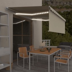 vidaXL Toldo retráctil manual con persiana y LED crema 4x3 m