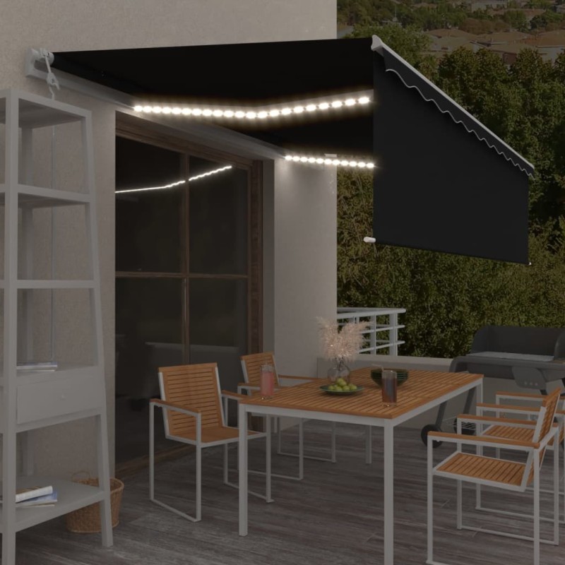 vidaXL Toldo automático persiana, LED y sensor viento antracita 5x3 m vidaXL Toldo automático persiana, LED y sensor viento antracita 5x3 m