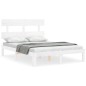vidaXL Estructura cama de matrimonio con cabecero madera maciza blanco vidaXL Estructura cama de matrimonio con cabecero madera maciza blanco
