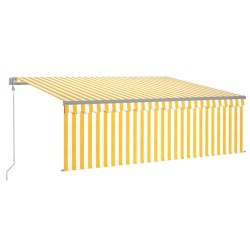 vidaXL Toldo automático persiana LED sensor de viento amarillo 4x3m  