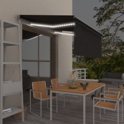 vidaXL Toldo automático persiana LED sensor viento antracita 3x2,5m  