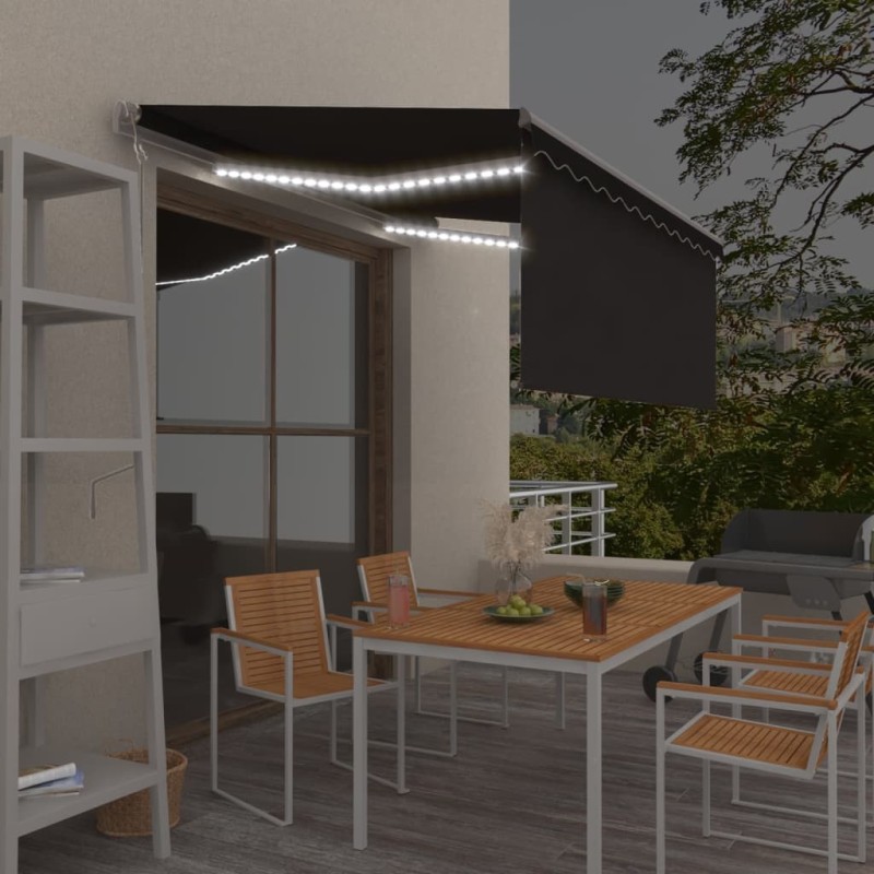 vidaXL Toldo automático persiana LED sensor viento antracita 3x2,5m vidaXL Toldo automático persiana LED sensor viento antracita 3x2,5m