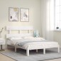 vidaXL Estructura cama de matrimonio con cabecero madera maciza blanco vidaXL Estructura cama de matrimonio con cabecero madera maciza blanco