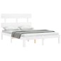 vidaXL Estructura cama de matrimonio con cabecero madera maciza blanco vidaXL Estructura cama de matrimonio con cabecero madera maciza blanco