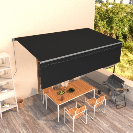 vidaXL Toldo retráctil manual con persiana gris antracita 5x3 m