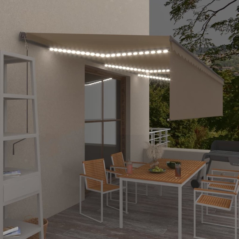 vidaXL Toldo automático con persiana LED sensor de viento crema 6x3 m vidaXL Toldo automático con persiana LED sensor de viento crema 6x3 m