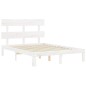vidaXL Estructura cama de matrimonio con cabecero madera maciza blanco vidaXL Estructura cama de matrimonio con cabecero madera maciza blanco