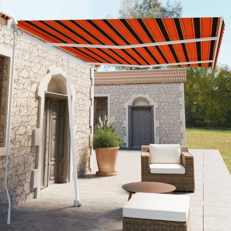 vidaXL Toldo de pie manual retráctil naranja y marrón 350x250 cm