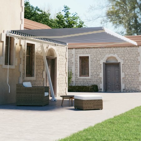 vidaXL Toldo de pie retráctil manual azul y blanco 400x300 cm