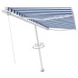 vidaXL Toldo de pie retráctil manual azul y blanco 400x300 cm vidaXL Toldo de pie retráctil manual azul y blanco 400x300 cm