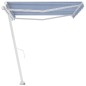 vidaXL Toldo de pie retráctil manual azul y blanco 400x300 cm vidaXL Toldo de pie retráctil manual azul y blanco 400x300 cm
