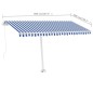 vidaXL Toldo de pie retráctil manual azul y blanco 400x300 cm vidaXL Toldo de pie retráctil manual azul y blanco 400x300 cm