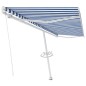 vidaXL Toldo de pie retráctil manual azul y blanco 500x300 cm