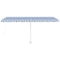 vidaXL Toldo de pie retráctil manual azul y blanco 500x300 cm