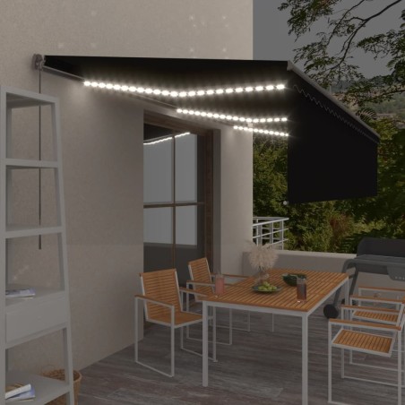 vidaXL Toldo retráctil manual con persiana y LED antracita 6x3 m