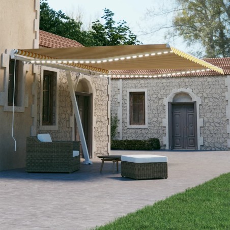 vidaXL Toldo retráctil manual con LED amarillo y blanco 400x300 cm