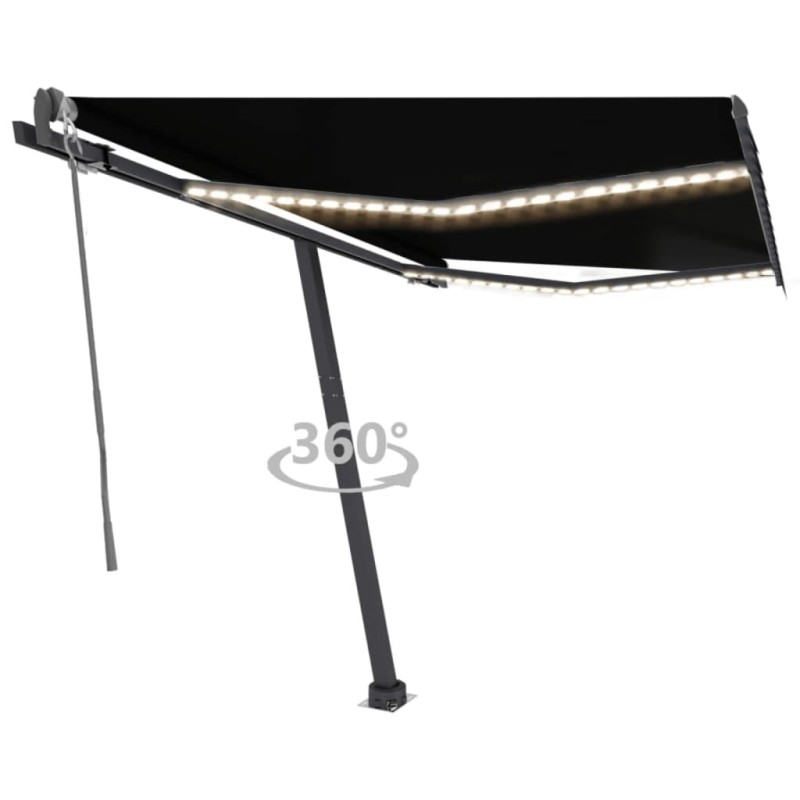vidaXL Toldo automático LED sensor de viento gris antracita 300x250 cm vidaXL Toldo automático LED sensor de viento gris antracita 300x250 cm
