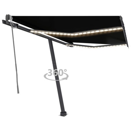 vidaXL Toldo automático LED sensor de viento gris antracita 300x250 cm
