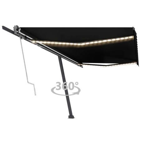 vidaXL Toldo automático LED sensor de viento gris antracita 500x300 cm