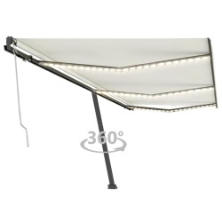 vidaXL Toldo automático con LED sensor de viento crema 600x300 cm