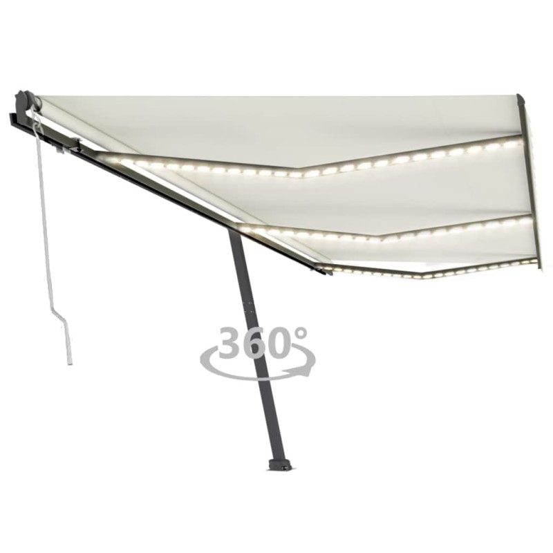 vidaXL Toldo automático con LED sensor de viento crema 600x300 cm vidaXL Toldo automático con LED sensor de viento crema 600x300 cm