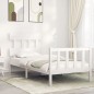 vidaXL Estructura de cama con cabecero madera maciza blanco 90x200 cm vidaXL Estructura de cama con cabecero madera maciza blanco 90x200 cm