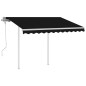 vidaXL Toldo manual retráctil con postes gris antracita 3x2,5 m vidaXL Toldo manual retráctil con postes gris antracita 3x2,5 m