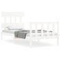 vidaXL Estructura de cama con cabecero madera maciza blanco 90x200 cm vidaXL Estructura de cama con cabecero madera maciza blanco 90x200 cm