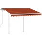 vidaXL Toldo retráctil manual con postes naranja y marrón 3,5x2,5 m vidaXL Toldo retráctil manual con postes naranja y marrón 3,5x2,5 m